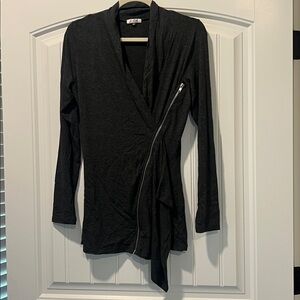 Gray Asymmetrical Zip long sleeve top